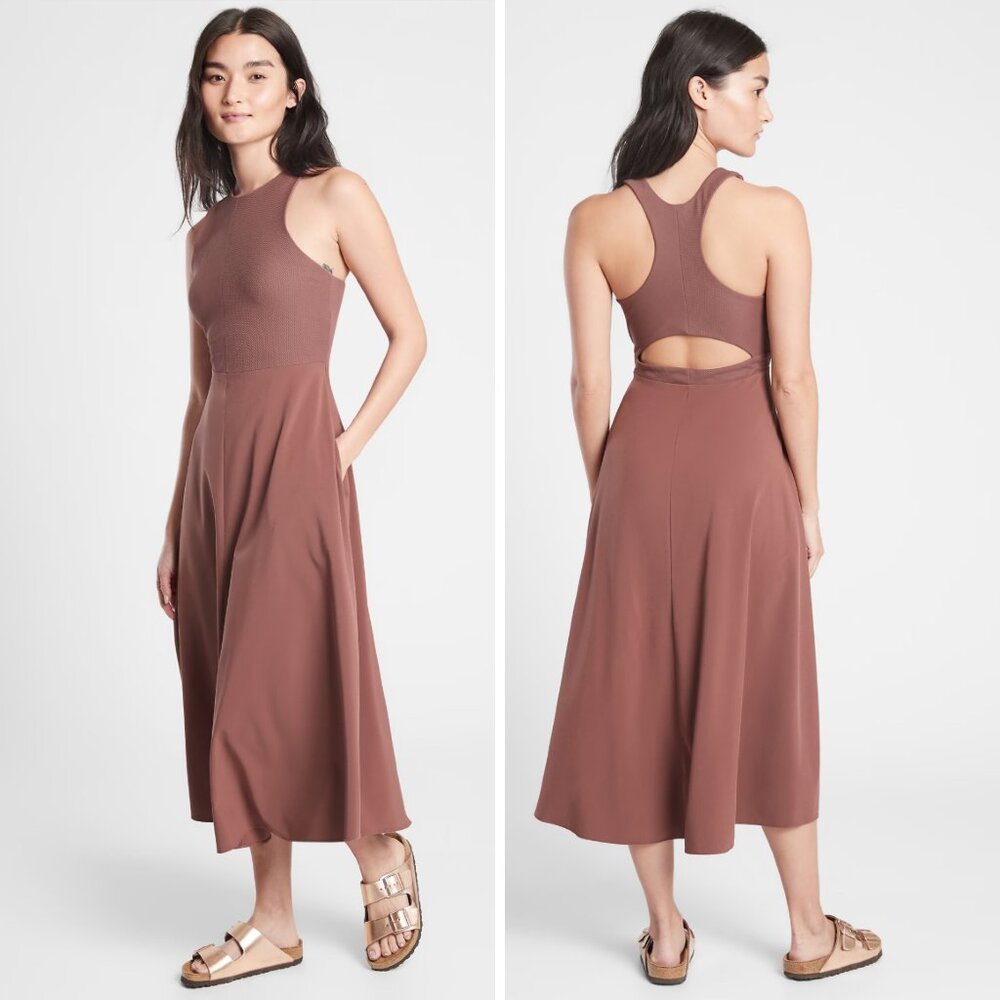 [SOLD on Depop] Athleta Mauve Midi Athleisure Moisture-Wicking Dress